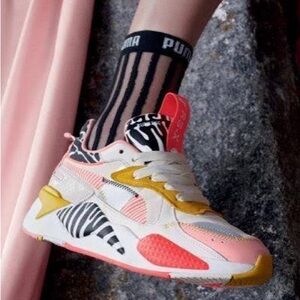 Puma Unexpected Mixes - Women's Pink, Yellow and Zebra Print Sneakers